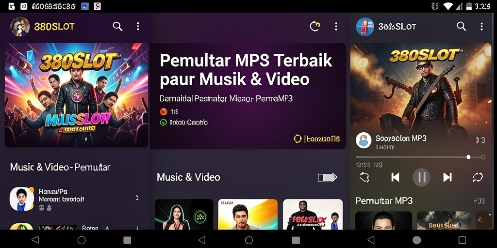Antarmuka menarik aplikasi Pemutar MP3 380SLOT.