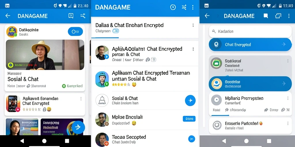 Tampilan antarmuka pengguna aplikasi Chat Encrypted DANAGAME.