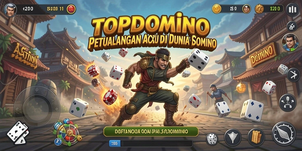 Tampilan antarmuka permainan TOPDOMINO yang interaktif dan menarik.